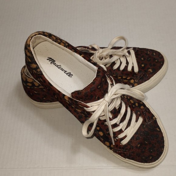 Madewell Low Top Painted Leopard Colorblock Calf Hair Lace Up Sneakers - Picture 6 of 9